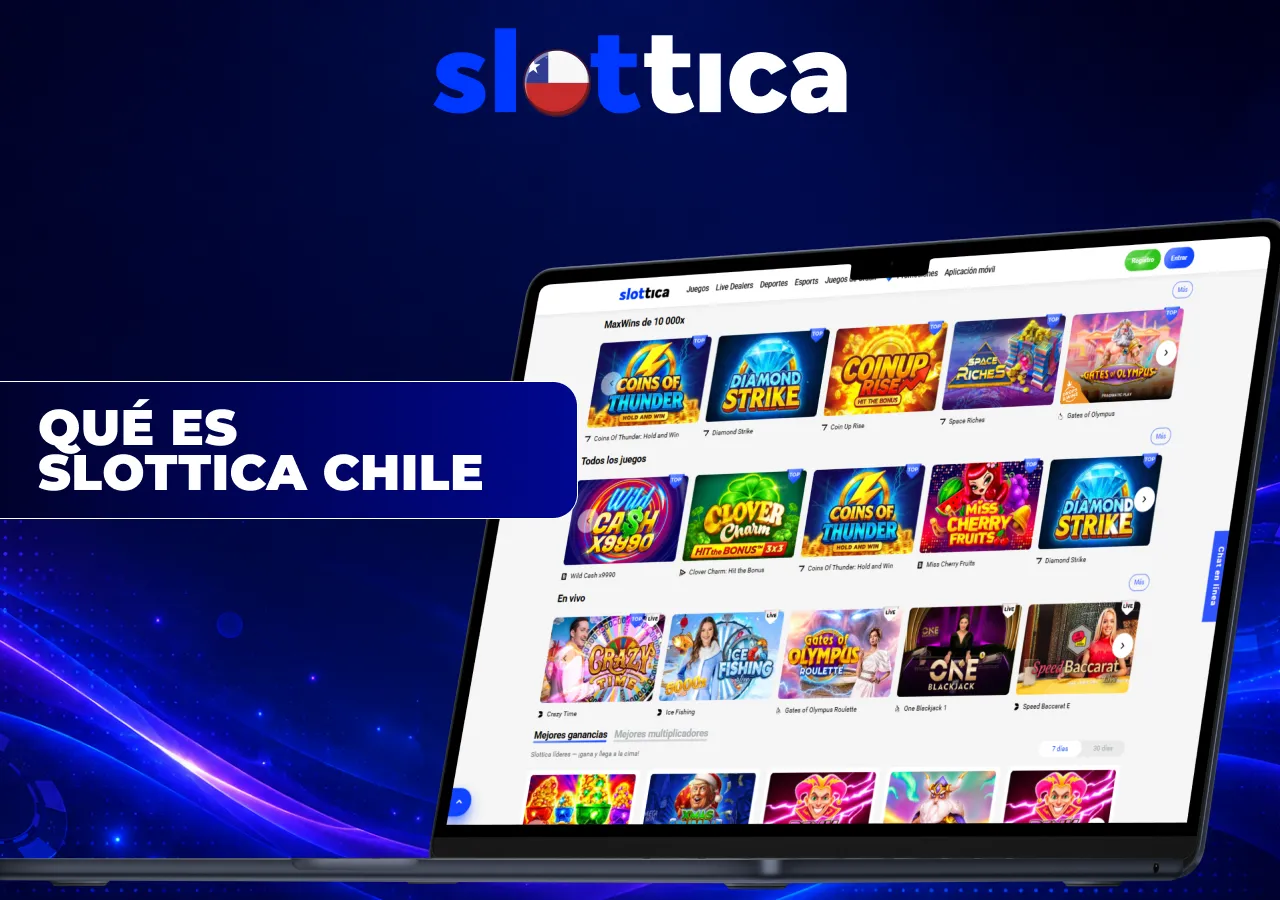 Slottica con catálogo de tragamonedas, juegos de casino y opciones de casino en vivo.